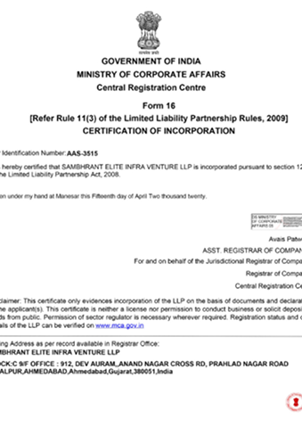  Incorporation Certificate 